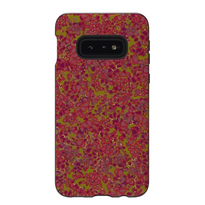 Galaxy S10e StrongFit Tiny Circles - Red & Green by Lotti Brown