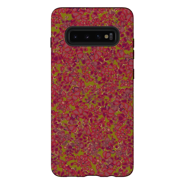Galaxy S10 plus StrongFit Tiny Circles - Red & Green by Lotti Brown