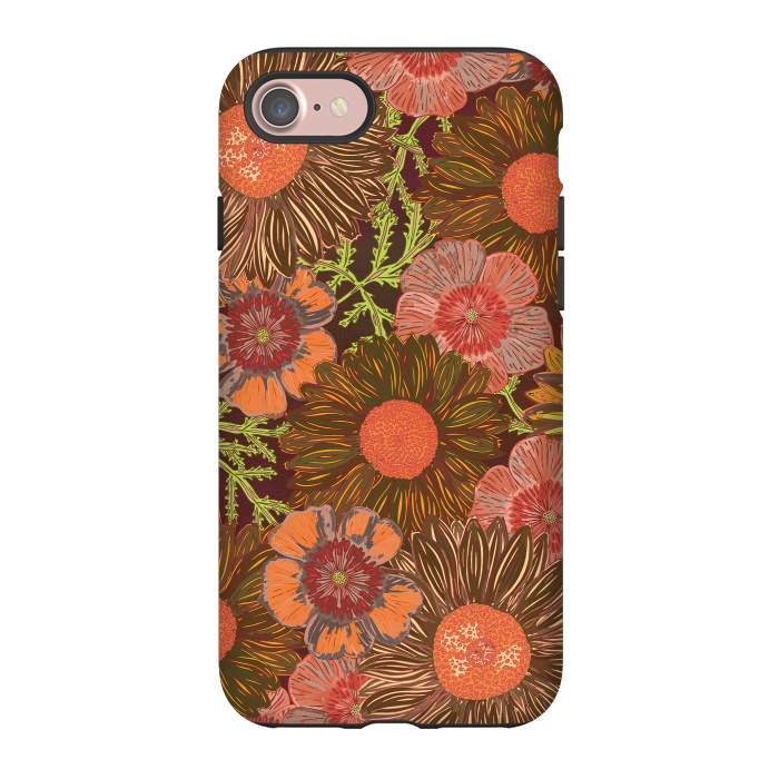 iPhone 7 StrongFit Retro Dark Daisies by Lotti Brown