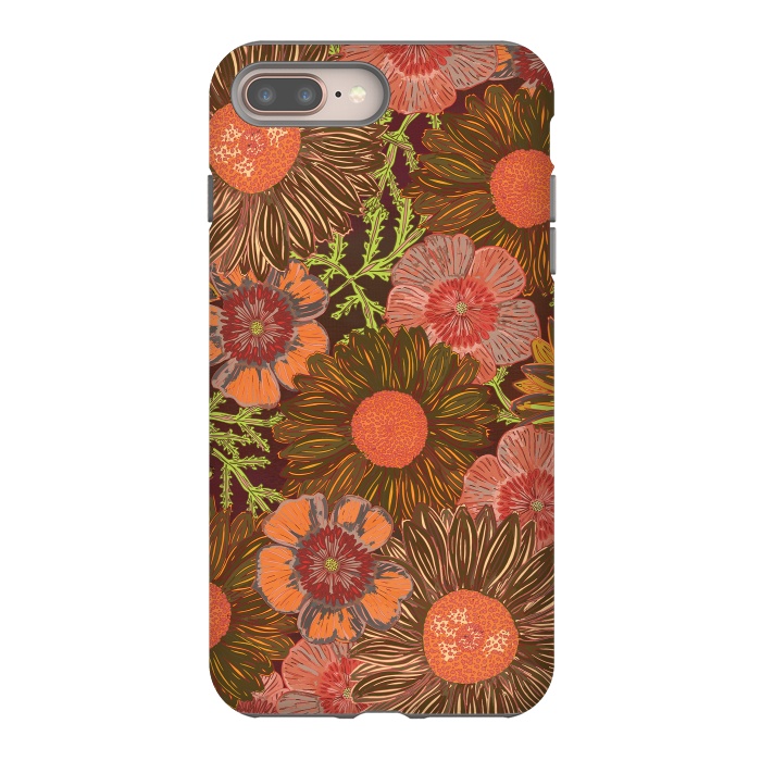 iPhone 7 plus StrongFit Retro Dark Daisies by Lotti Brown