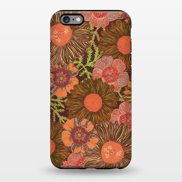iPhone 6/6s plus StrongFit Retro Dark Daisies by Lotti Brown