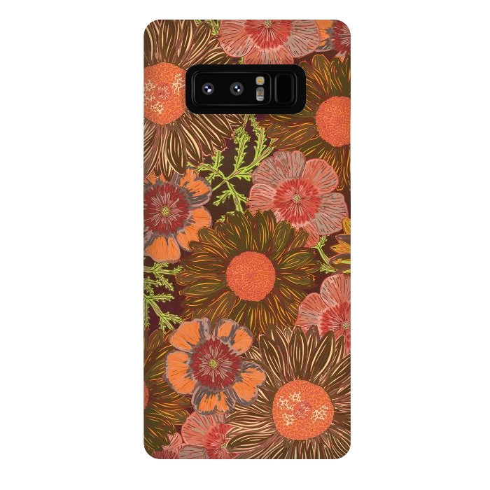 Galaxy Note 8 StrongFit Retro Dark Daisies by Lotti Brown