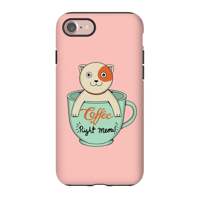 iPhone 7 StrongFit Coffee right meow pink by Coffee Man