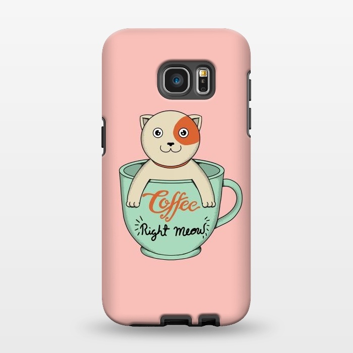 Galaxy S7 EDGE StrongFit Coffee right meow pink by Coffee Man