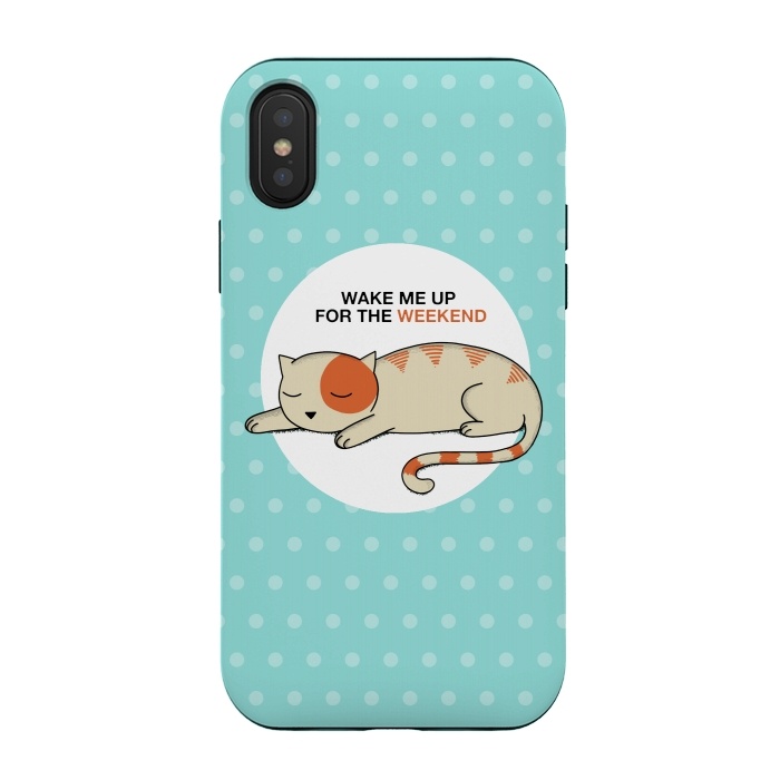 iPhone Xs / X StrongFit Cat wake me up by Coffee Man