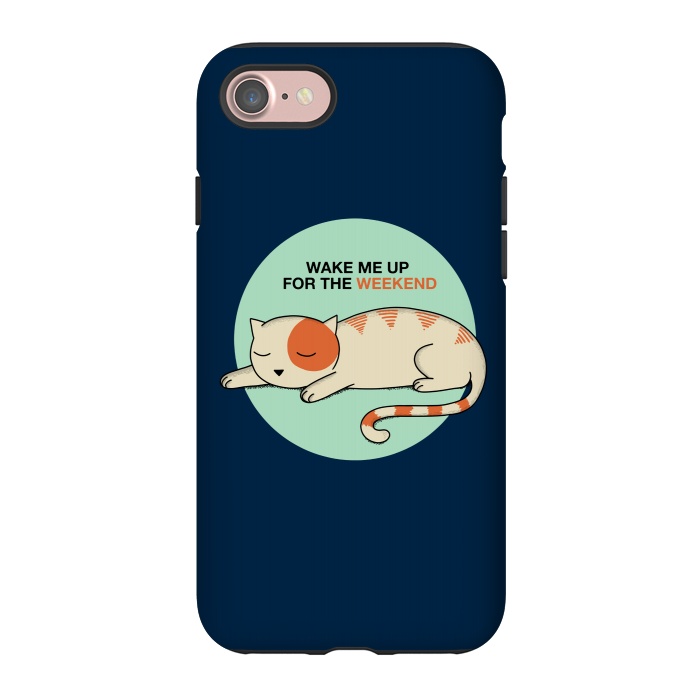 iPhone 7 StrongFit Cat wake me up blue by Coffee Man