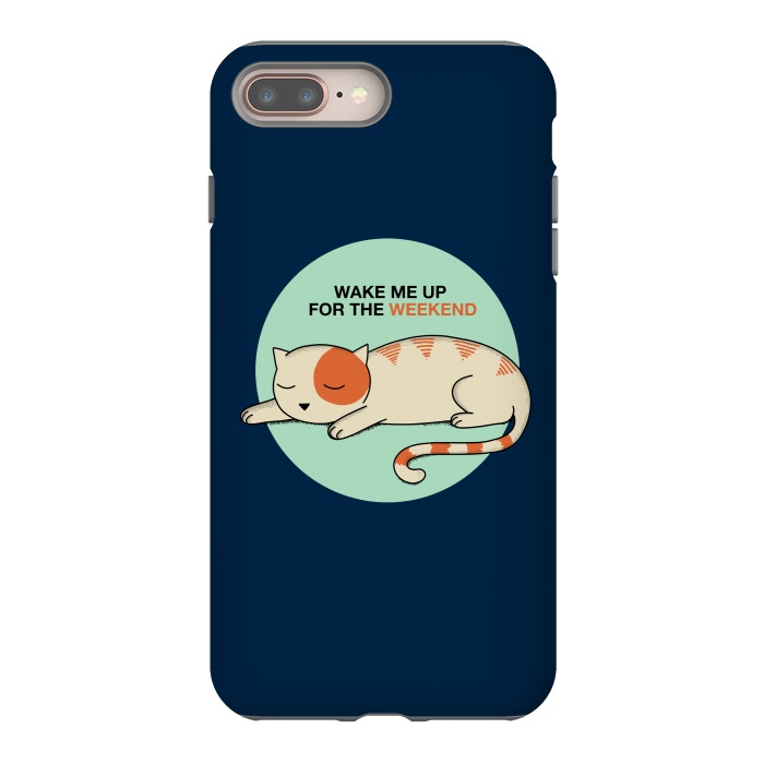 iPhone 7 plus StrongFit Cat wake me up blue by Coffee Man