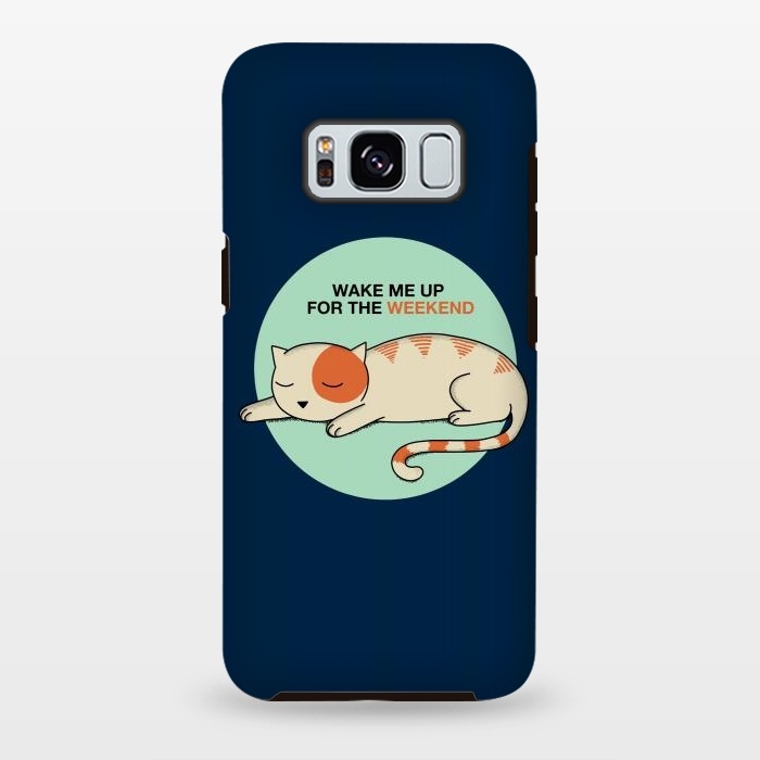 Galaxy S8 plus StrongFit Cat wake me up blue by Coffee Man