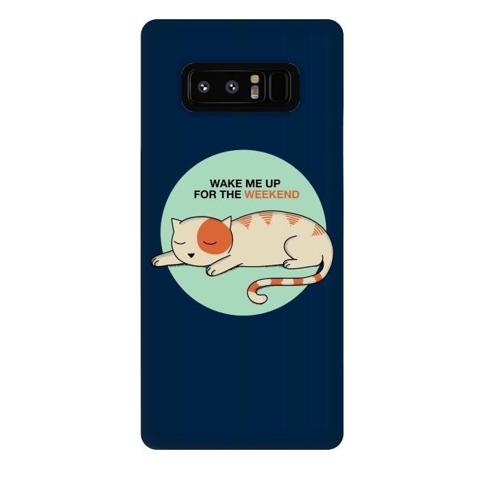Galaxy Note 8 StrongFit Cat wake me up blue by Coffee Man