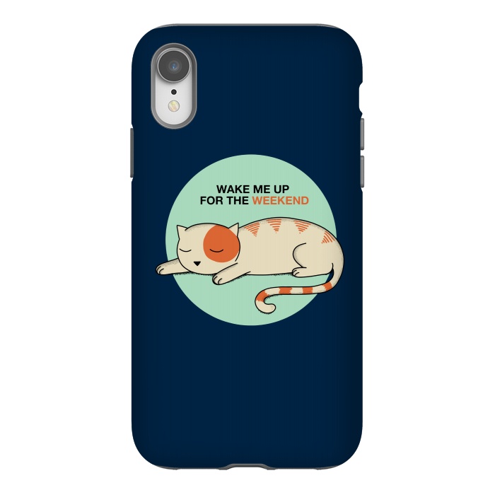 iPhone Xr StrongFit Cat wake me up blue by Coffee Man