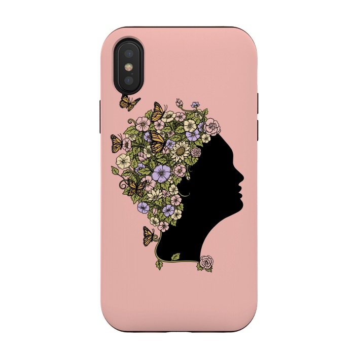 iPhone Xs / X StrongFit Floral Lady Pink by Coffee Man