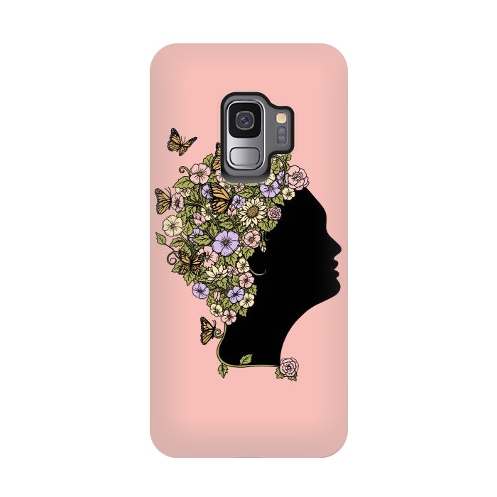 Galaxy S9 StrongFit Floral Lady Pink by Coffee Man