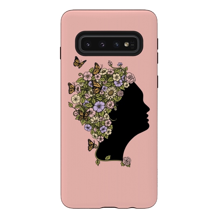 Galaxy S10 StrongFit Floral Lady Pink by Coffee Man