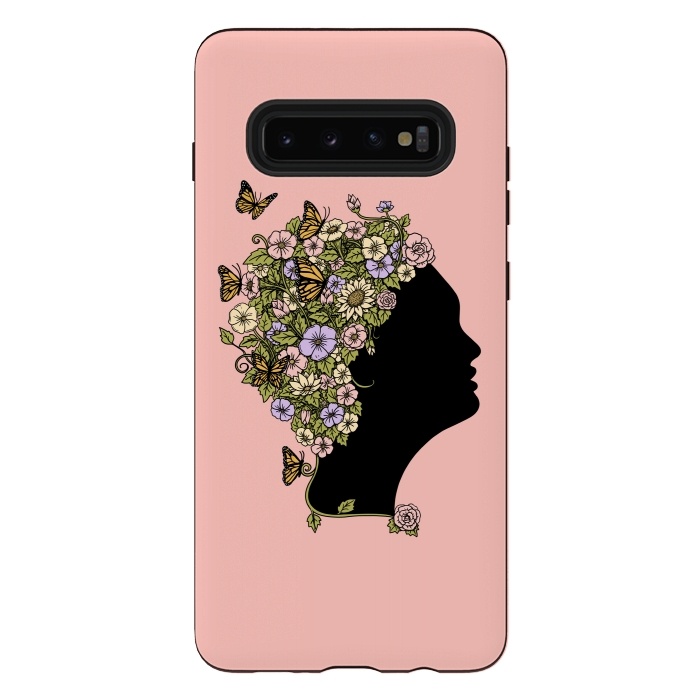 Galaxy S10 plus StrongFit Floral Lady Pink by Coffee Man