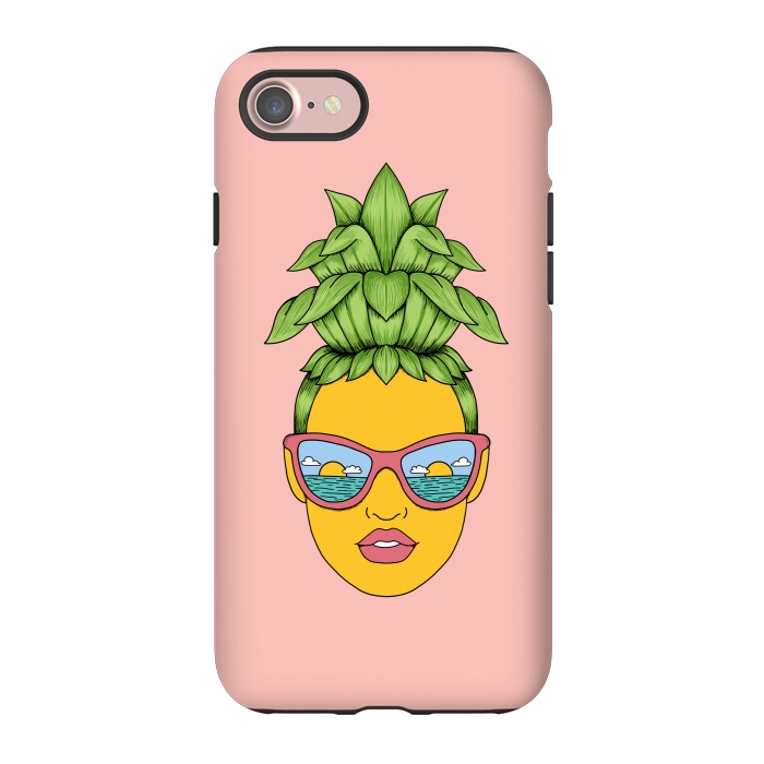 iPhone 7 StrongFit Pineapple Girl Pink by Coffee Man