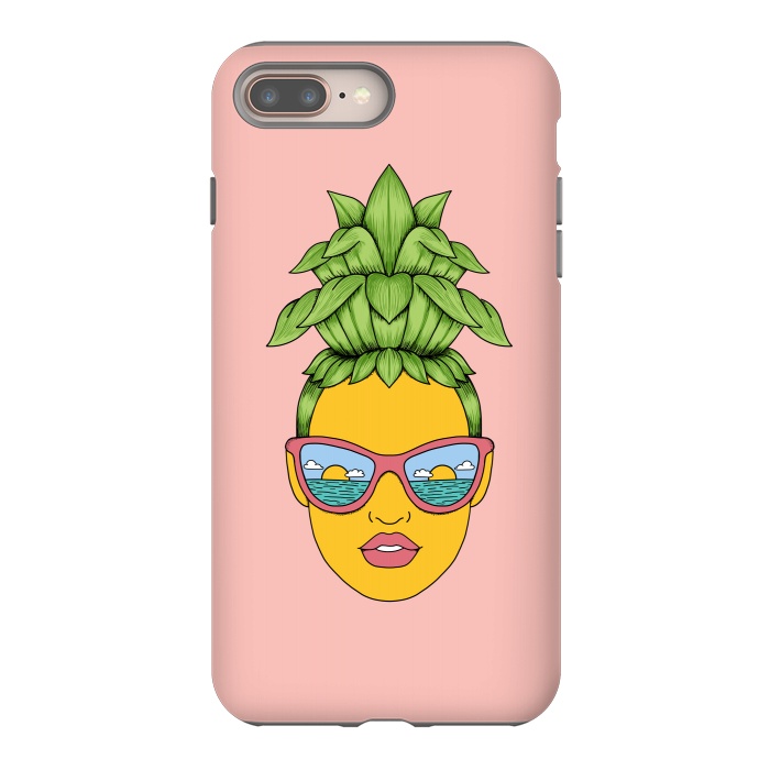iPhone 7 plus StrongFit Pineapple Girl Pink by Coffee Man