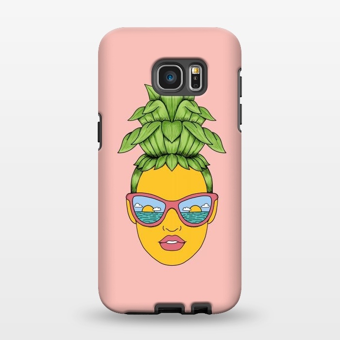 Galaxy S7 EDGE StrongFit Pineapple Girl Pink by Coffee Man