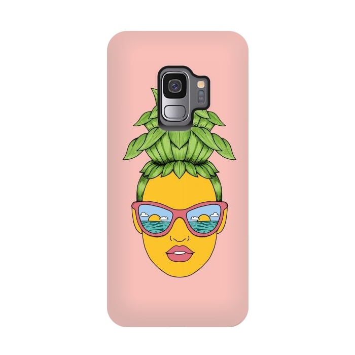 Galaxy S9 StrongFit Pineapple Girl Pink by Coffee Man