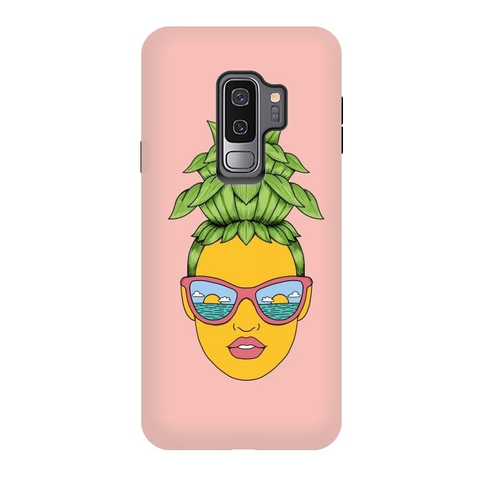 Galaxy S9 plus StrongFit Pineapple Girl Pink by Coffee Man