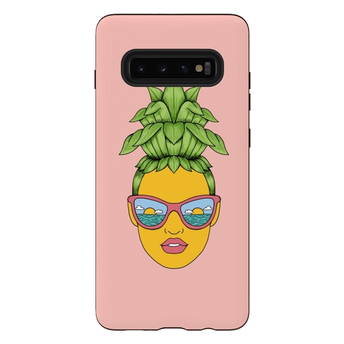 Galaxy S10 plus StrongFit Pineapple Girl Pink by Coffee Man