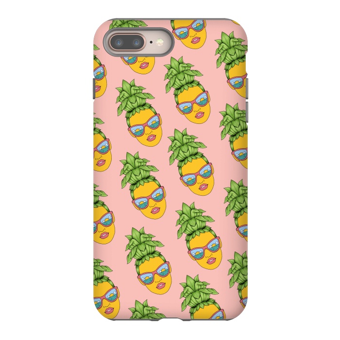 iPhone 7 plus StrongFit Pineapple Girl Pattern Pink by Coffee Man