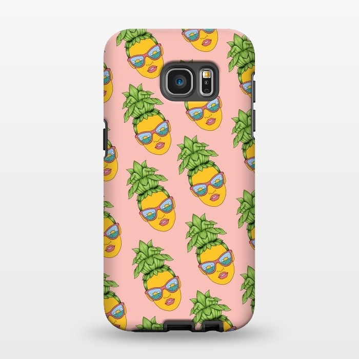 Galaxy S7 EDGE StrongFit Pineapple Girl Pattern Pink by Coffee Man