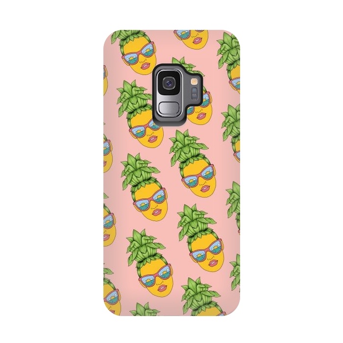 Galaxy S9 StrongFit Pineapple Girl Pattern Pink by Coffee Man