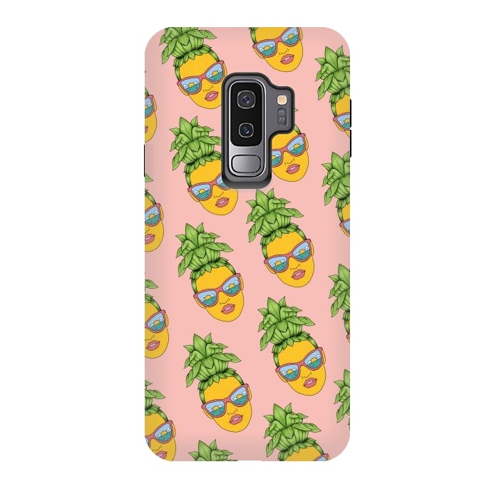 Galaxy S9 plus StrongFit Pineapple Girl Pattern Pink by Coffee Man