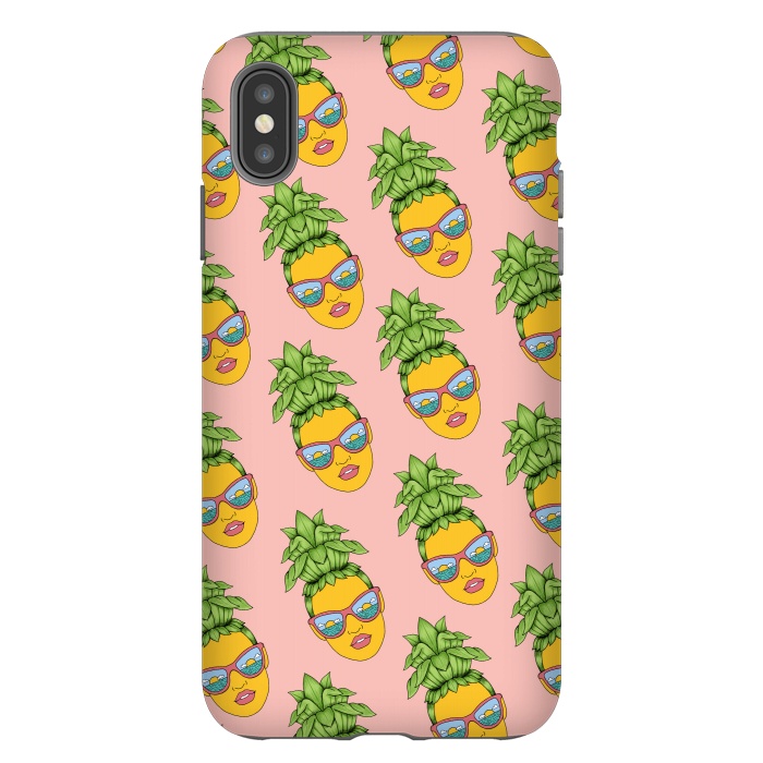 iPhone Xs Max StrongFit Pineapple Girl Pattern Pink by Coffee Man