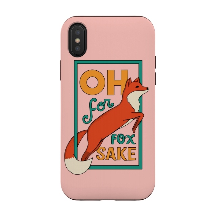 iPhone Xs / X StrongFit Oh for fox sake pink by Coffee Man