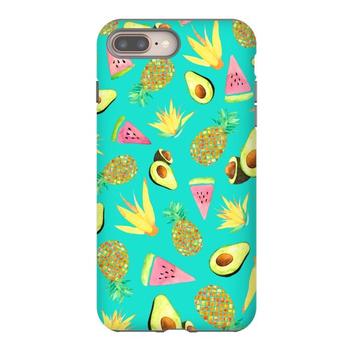 iPhone 7 plus StrongFit Tropical Fruit Salad Aqua  by Amaya Brydon