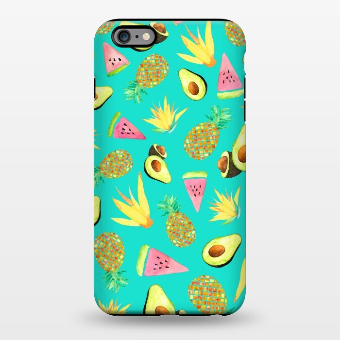iPhone 6/6s plus StrongFit Tropical Fruit Salad Aqua  by Amaya Brydon