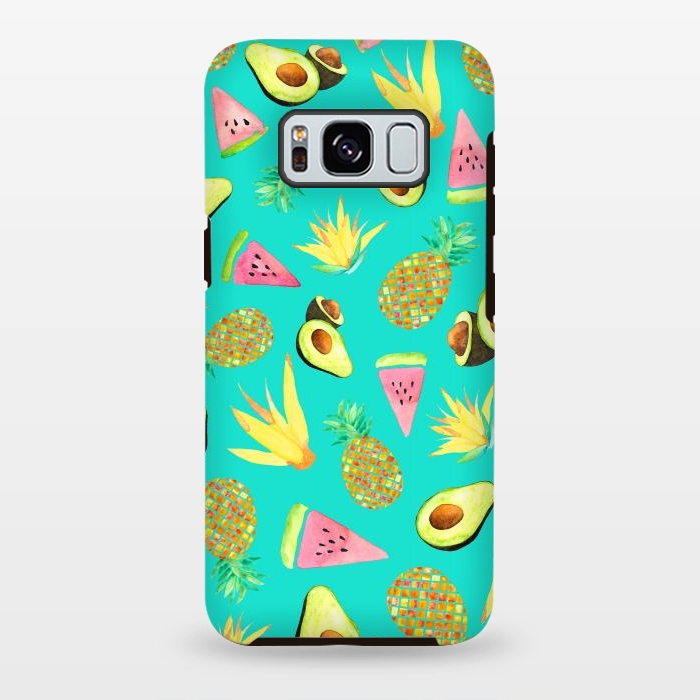 Galaxy S8 plus StrongFit Tropical Fruit Salad Aqua  by Amaya Brydon