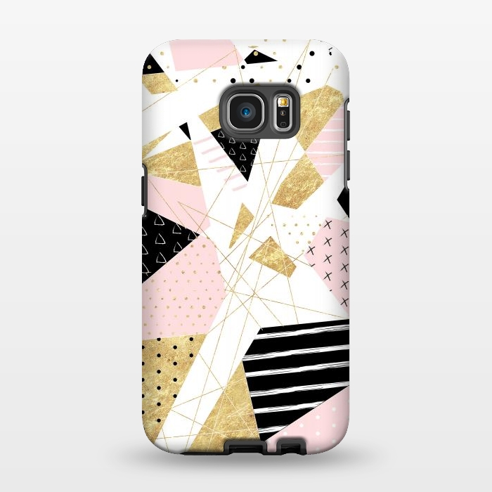 Galaxy S7 EDGE StrongFit Modern gold geometric abstract design by InovArts