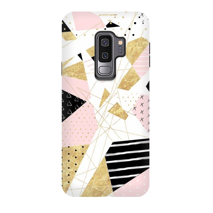 Galaxy S9 plus StrongFit Modern gold geometric abstract design by InovArts