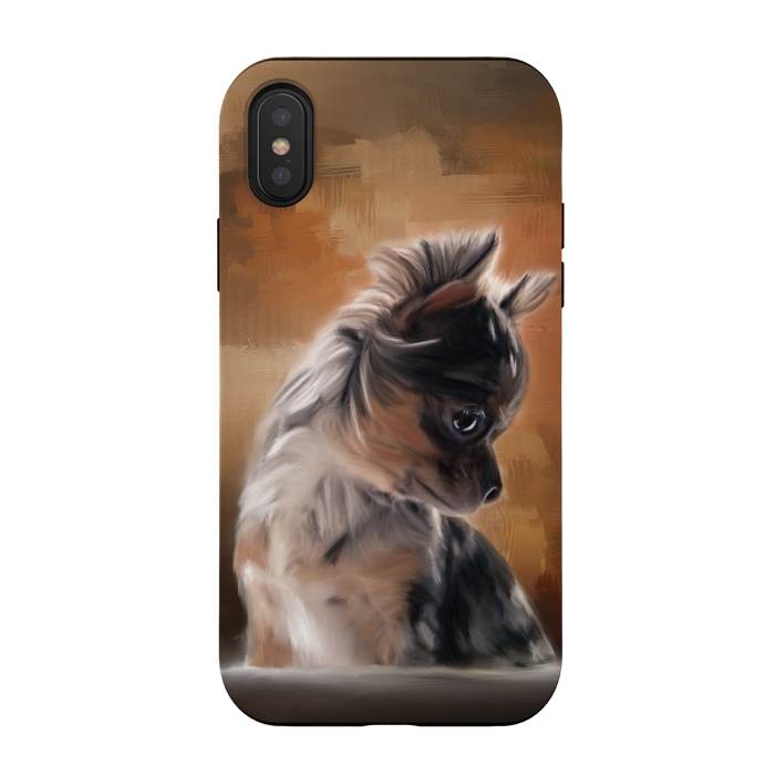 iPhone Xs / X StrongFit A cute merle chihuahua puppy by Simone Gatterwe