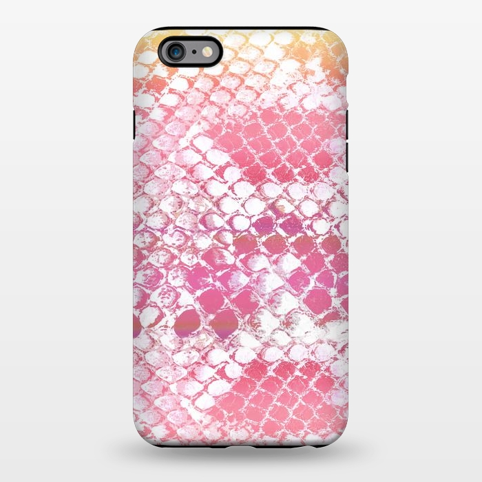 iPhone 6/6s plus StrongFit Pink yellow snake skin animal print by Oana 