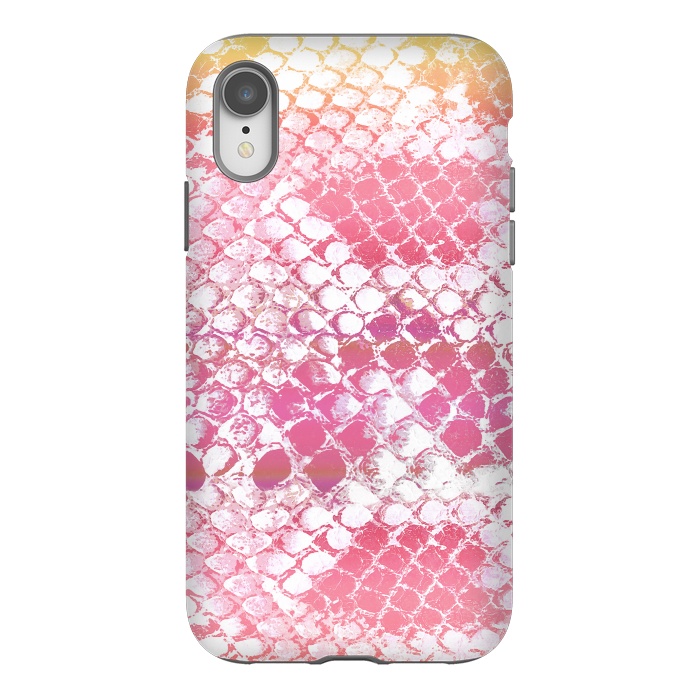 iPhone Xr StrongFit Pink yellow snake skin animal print by Oana 