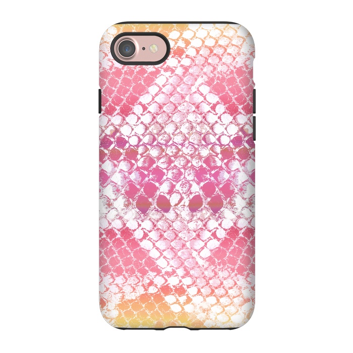 iPhone 7 StrongFit Pink yellow pastel gradient snake skin by Oana 