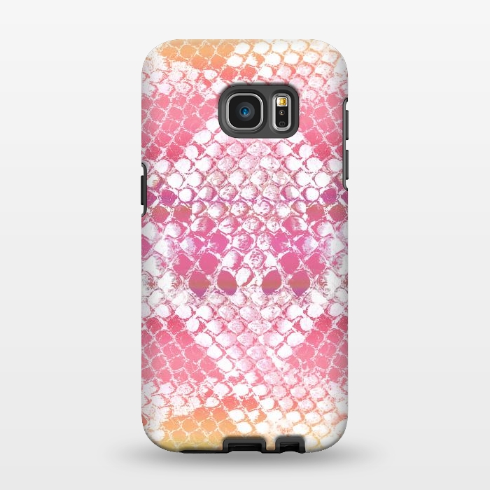 Galaxy S7 EDGE StrongFit Pink yellow pastel gradient snake skin by Oana 
