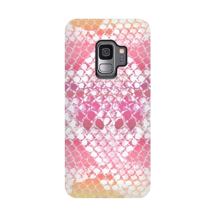 Galaxy S9 StrongFit Pink yellow pastel gradient snake skin by Oana 
