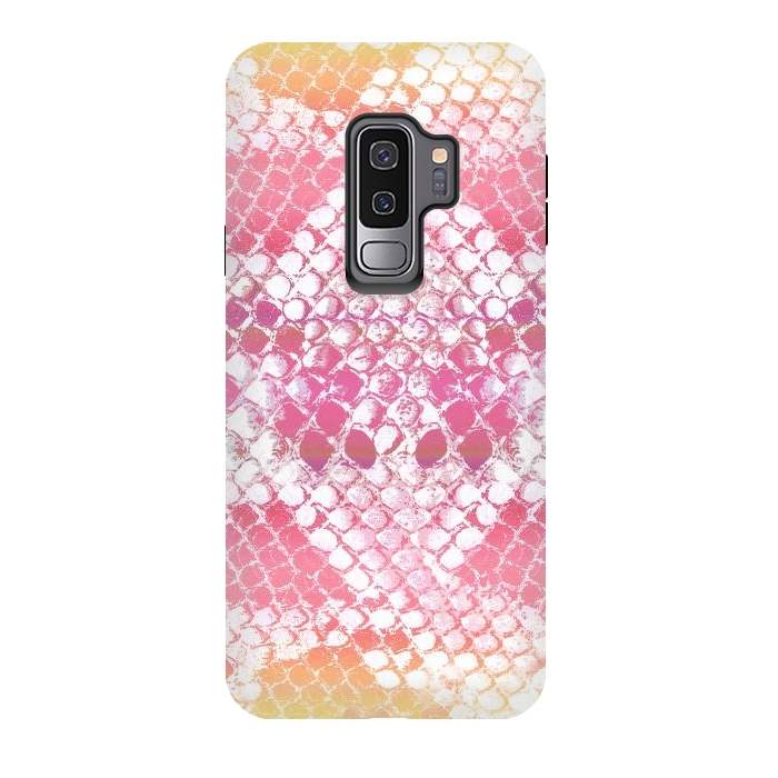 Galaxy S9 plus StrongFit Pink yellow pastel gradient snake skin by Oana 