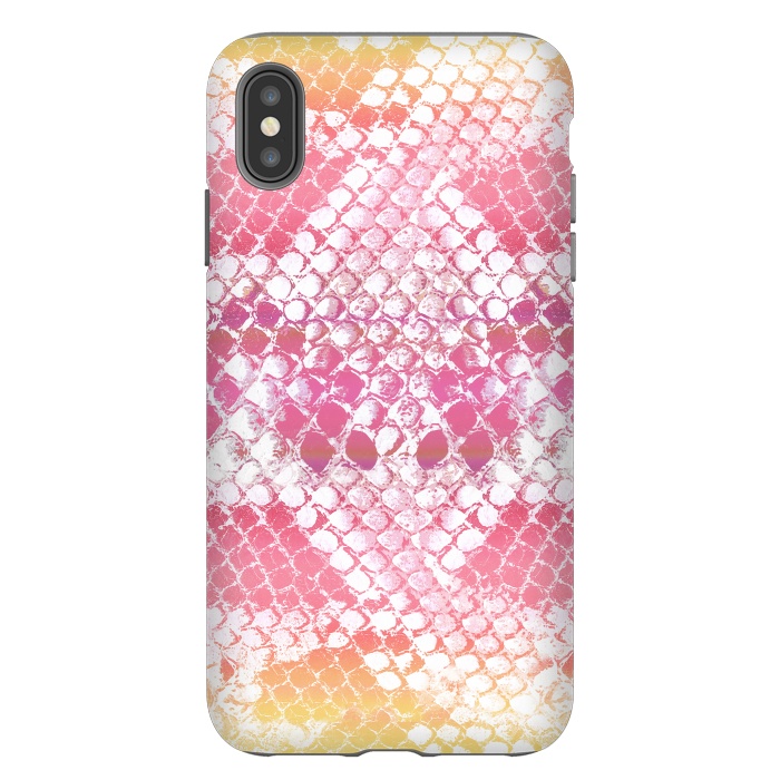 iPhone Xs Max StrongFit Pink yellow pastel gradient snake skin by Oana 
