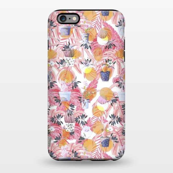 iPhone 6/6s plus StrongFit Cactus pots and pink tropical leaves pattern by Oana 