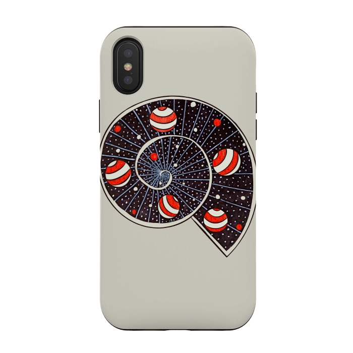 iPhone Xs / X StrongFit Spiral Galaxy Snail With Beach Ball Planets by Boriana Giormova