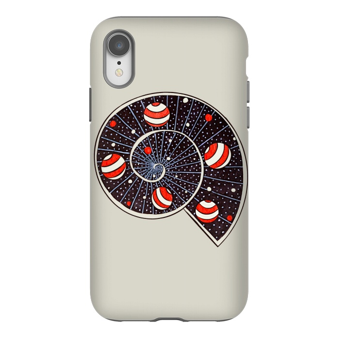 iPhone Xr StrongFit Spiral Galaxy Snail With Beach Ball Planets by Boriana Giormova