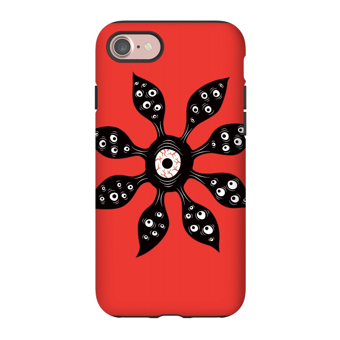 iPhone 7 StrongFit Creepy Witchy Eye Monster On Red by Boriana Giormova