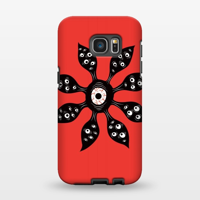 Galaxy S7 EDGE StrongFit Creepy Witchy Eye Monster On Red by Boriana Giormova