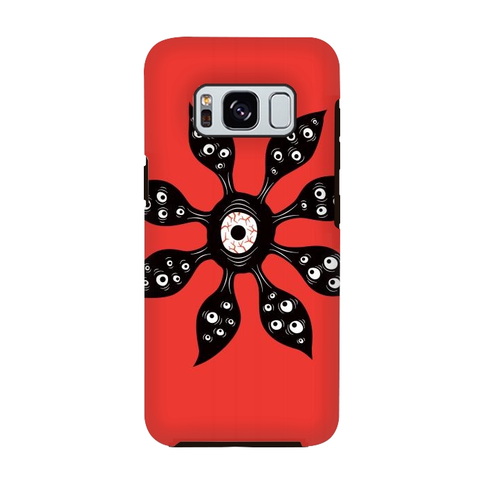 Galaxy S8 StrongFit Creepy Witchy Eye Monster On Red by Boriana Giormova