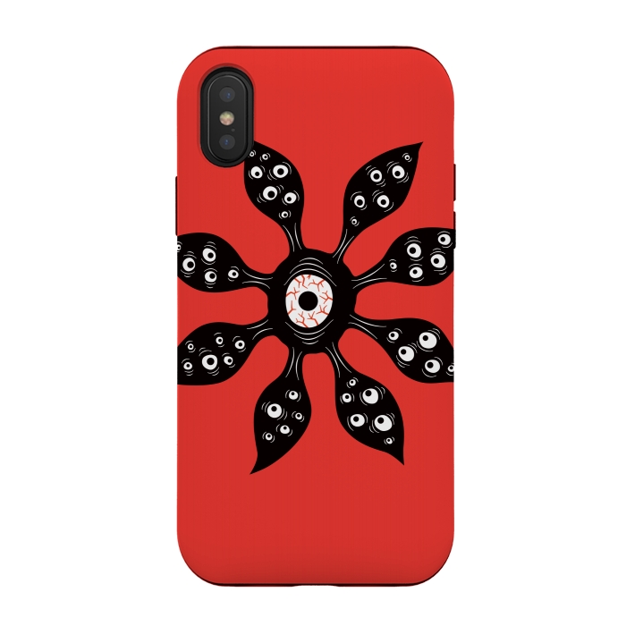 iPhone Xs / X StrongFit Creepy Witchy Eye Monster On Red by Boriana Giormova